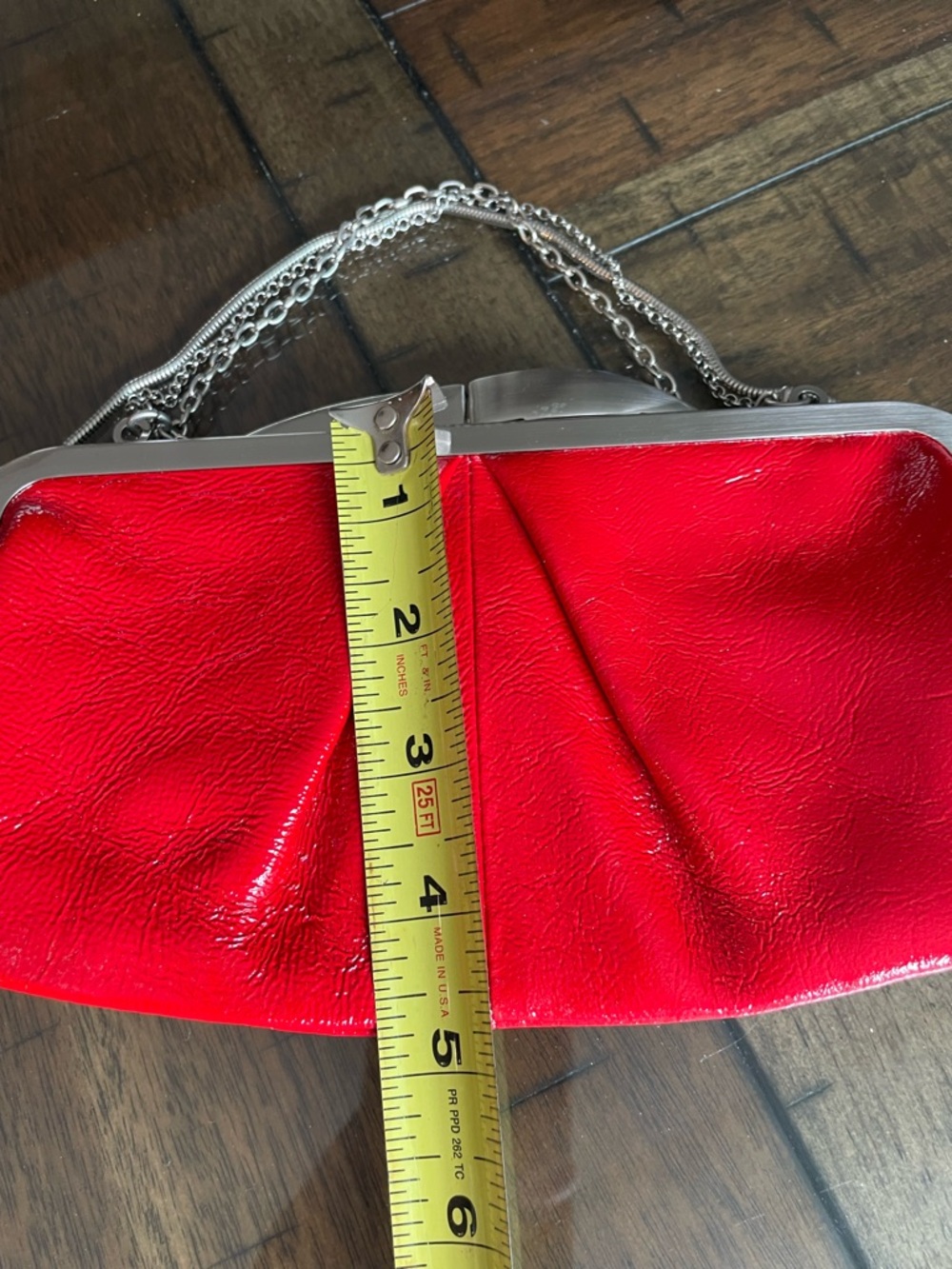 HOBO Red Pleated Chain-Handle Clutch - Picture 7 of 8